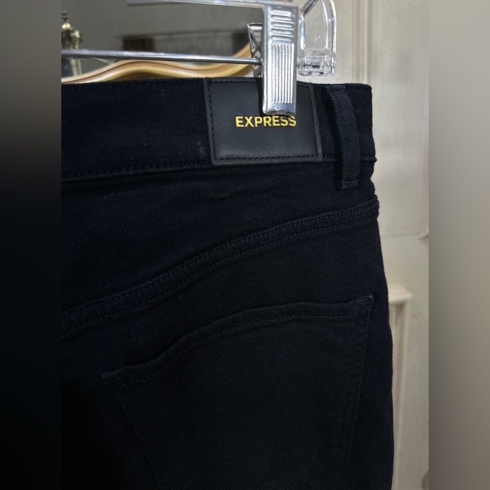 Express High Rise Straight Ankle Jeans Black Women's 8S Cropped Stretch - Picture 3 of 8